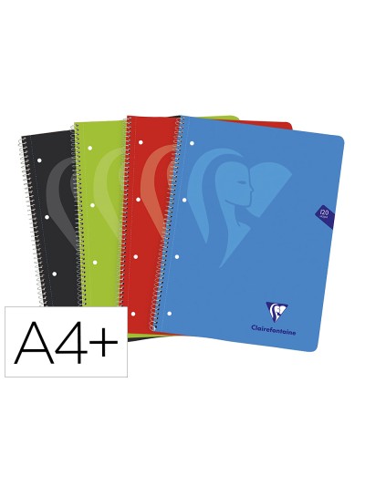 Cuaderno espiral clairefontaine notebook tapa polipropileno din a4+ micro 120h 90 gr 5 bandas color