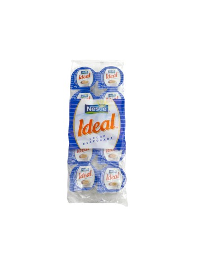Leche evaporada ideal porciones de 7,5 gr envase de 10 unidades