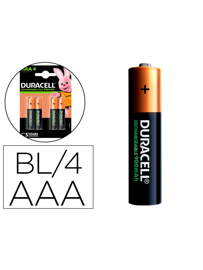 Pila duracell recargable staycharged aaa 900 mah blister de 4 unidades