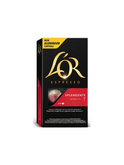 Cafe l'or espresso splendente fuerza 7 caja de 10 unidades compatible con nespresso