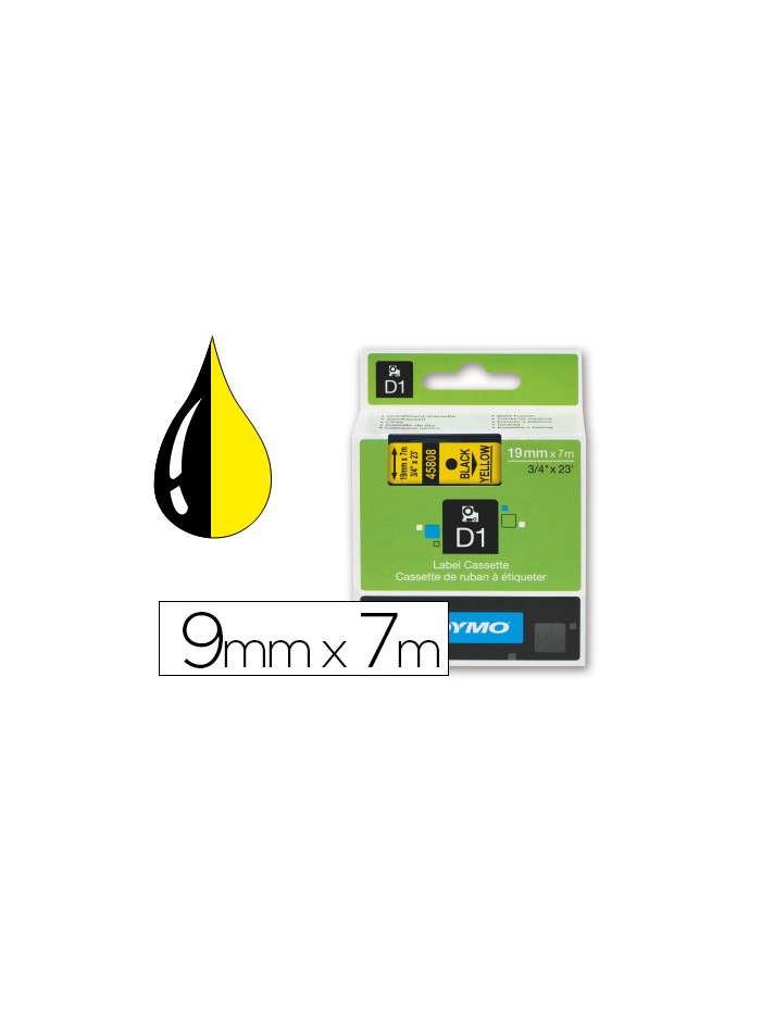 Cinta dymo negro amarillo 9mm x 7 mt d1 Cinta dymo negro amarillo 9mm x 7 mt d1