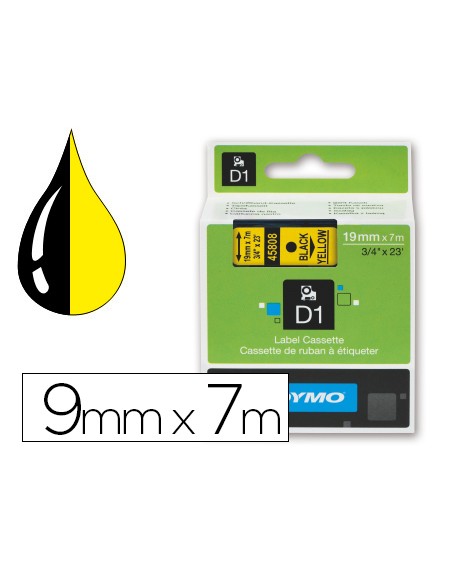 Cinta dymo negro amarillo 9mm x 7 mt d1