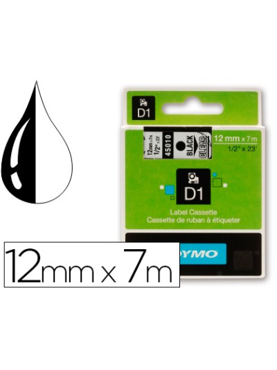 Cinta dymo negro transparente 12mm x7 mt d1