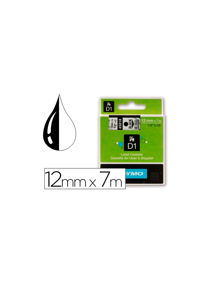 Cinta dymo negro transparente 12mm x7 mt d1 Cinta dymo negro transparente 12mm x7 mt d1