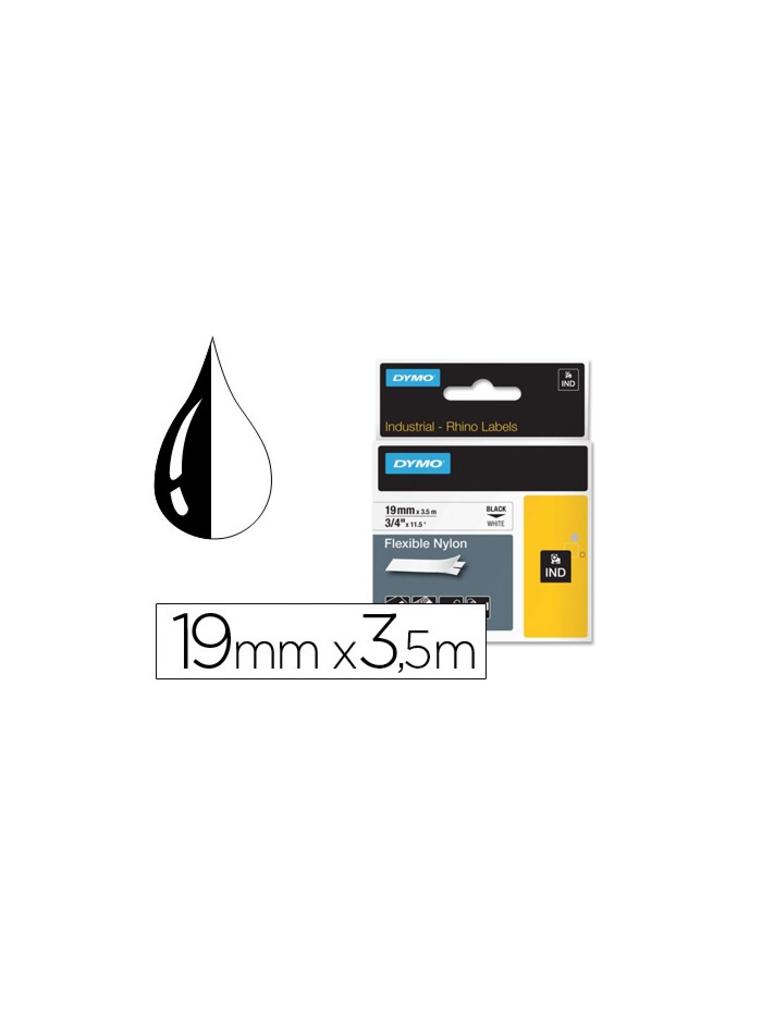 Cinta dymo rhino nylon flexible blanco -negro 19mmx 3,5 mt tape label Cinta dymo rhino nylon flexible blanco -negro 19mmx 3,5 mt tape label