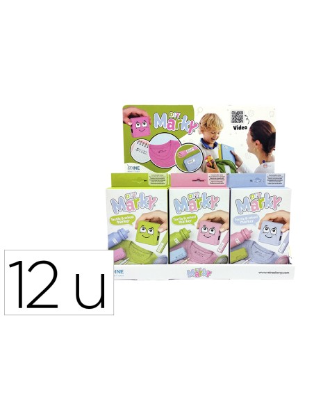Expositor sobremesa sello marcador de ropa marky infantil 12 unidades 3 colores surtidos