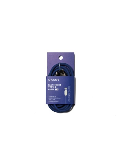 Cable groovy usb 2.0 tipo c a tipo c longitud 1 mt silicona color azul cobalto
