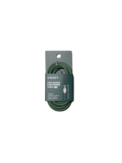 Cable groovy usb 2.0 a usb c apple lightning longitud 1 mt silicona color verde salvia