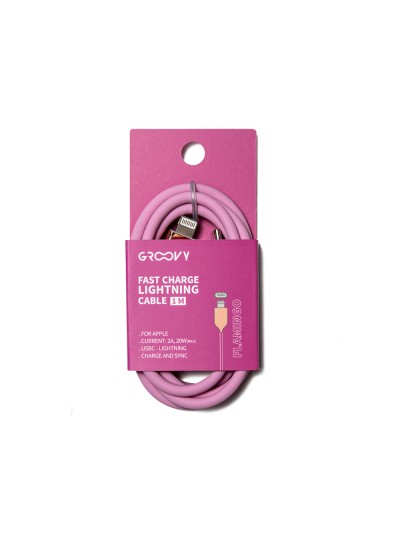 Cable groovy usb 2.0 tipo c a tipo c longitud 1 mt silicona color rosa flamenco