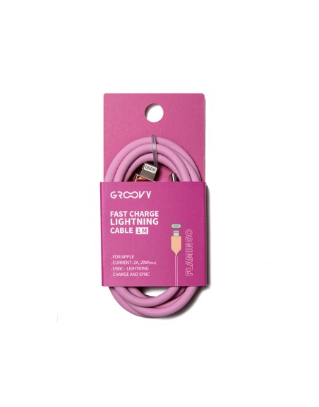 Cable groovy usb 2.0 tipo c a tipo c longitud 1 mt silicona color rosa flamenco