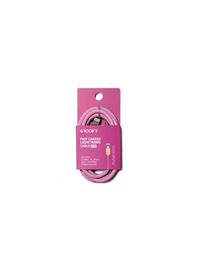 Cable groovy usb 2.0 a usb c apple lightning longitud 1 mt silicona color rosa flamenco