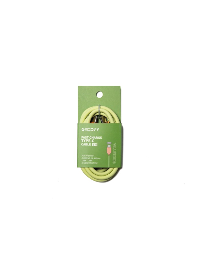 Cable groovy usb 2.0 tipo c a tipo c longitud 1 mt silicona color verde te Cable groovy usb 2.0 tipo c a tipo c longitud 1 mt silicona color verde te