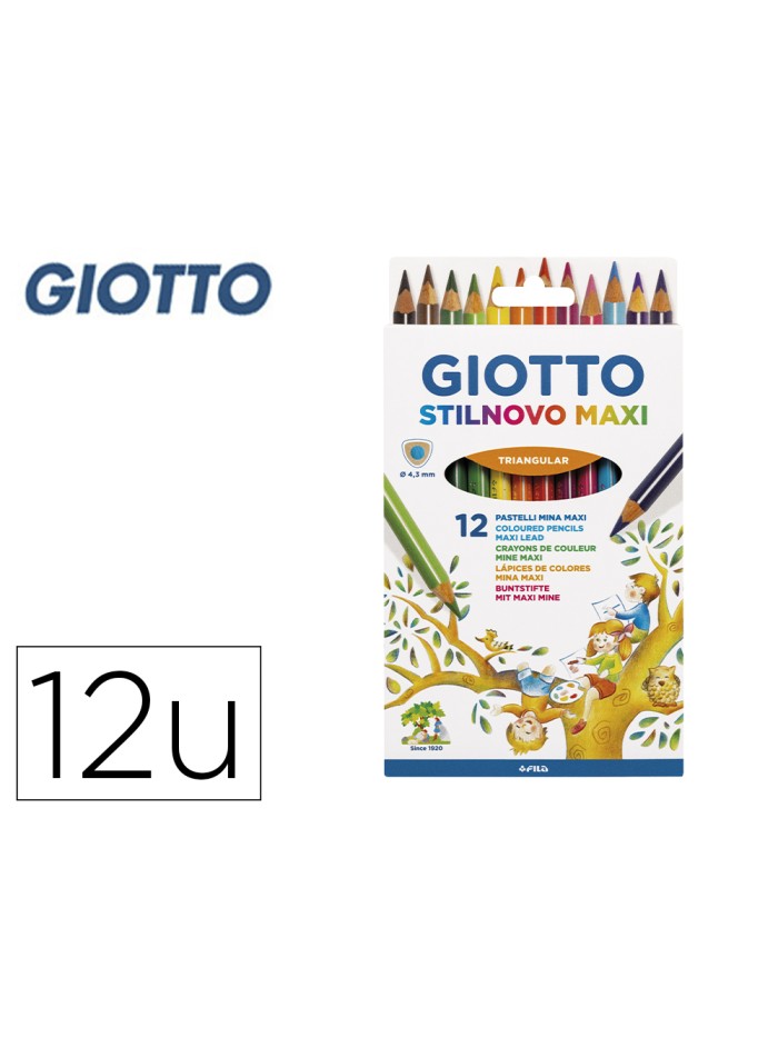 Lapices de colores giotto stilnovo maxi caja de 12 unidades colores surtidos mina 4,3 mm Lapices de colores giotto stilnovo maxi caja de 12 unidades colores surtidos mina 4,3 mm