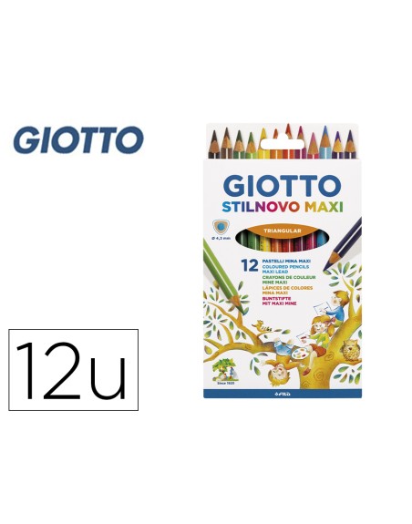 Lapices de colores giotto stilnovo maxi caja de 12 unidades colores surtidos mina 4,3 mm