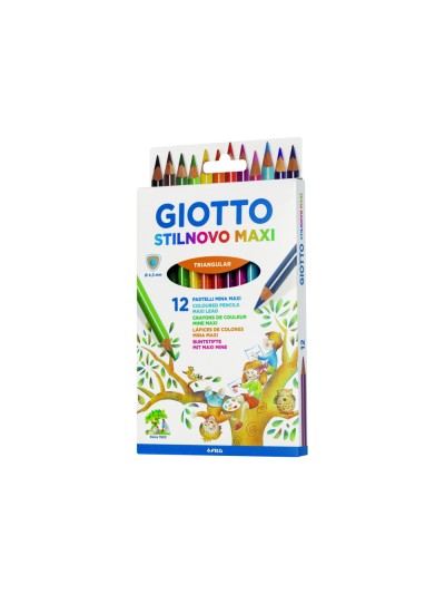 Lapices de colores giotto stilnovo maxi caja de 12 unidades colores surtidos mina 4,3 mm