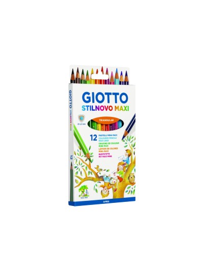 Lapices de colores giotto stilnovo maxi caja de 12 unidades colores surtidos mina 4,3 mm