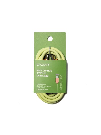 Cable groovy usb 2.0 a usb c apple lightning longitud 1 mt silicona color verde te