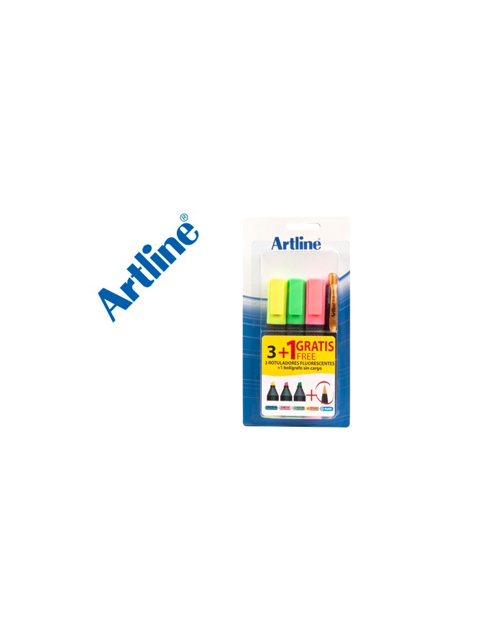 Rotulador artline fluorescente ek-660 blister de 3 unidades + 1 boligrafo serie 7000 sin cargo Rotulador artline fluorescente ek-660 blister de 3 unidades + 1 boligrafo serie 7000 sin cargo