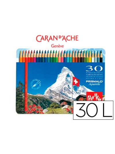 Lapices de colores caran d'ache acuarelables caja metalica de 30 colores surtidos