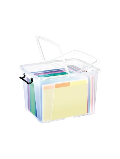 Contenedor plastico cep 40 litros 397x498x329 mm transparente con tapa y cierre hermetico