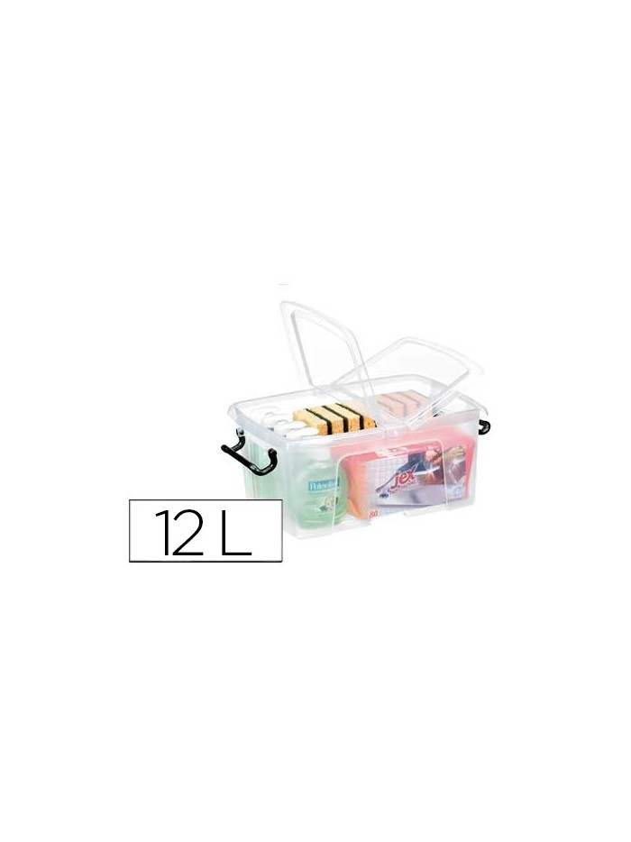 Contenedor plastico cep 12 litros 405x295x183 mm transparente con tapa y cierre hermetico Contenedor plastico cep 12 litros 405x295x183 mm transparente con tapa y cierre hermetico