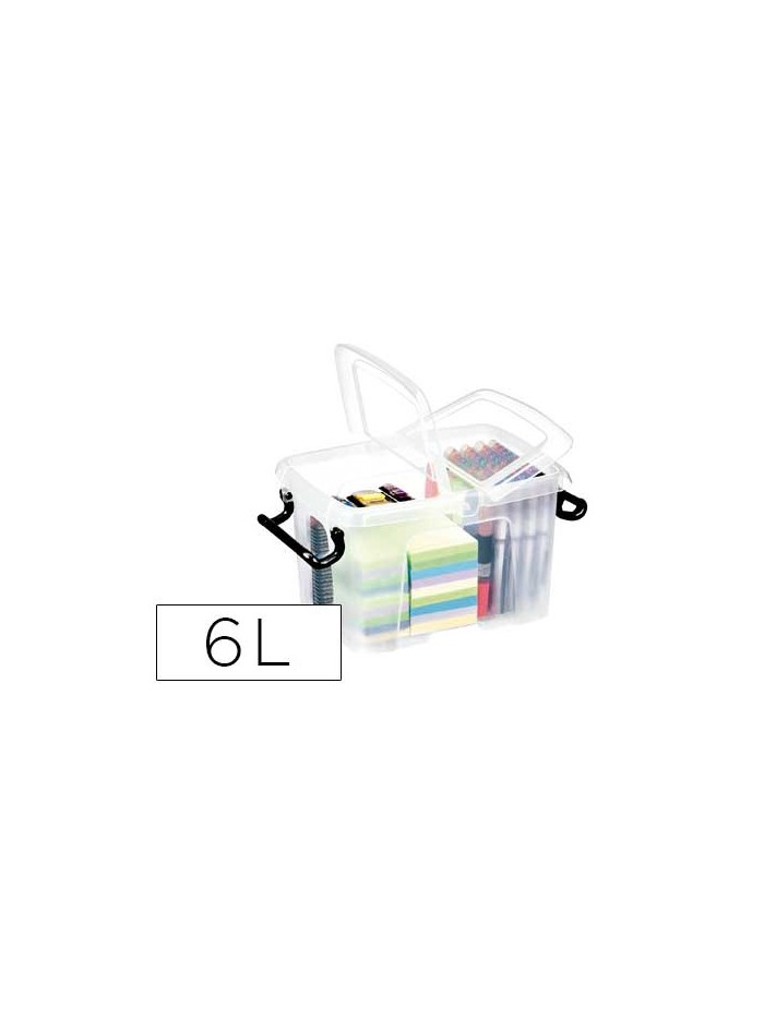 Contenedor plastico cep 6 litros 305x224x182 mm transparente con tapa y cierre hermetico Contenedor plastico cep 6 litros 305x224x182 mm transparente con tapa y cierre hermetico