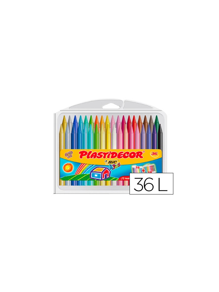 Lapices cera plastidecor caja de 36 colores surtidos Lapices cera plastidecor caja de 36 colores surtidos