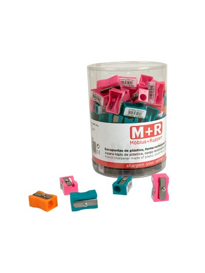 Sacapuntas m+r 304 plastico rectangular 1 uso colores surtidos