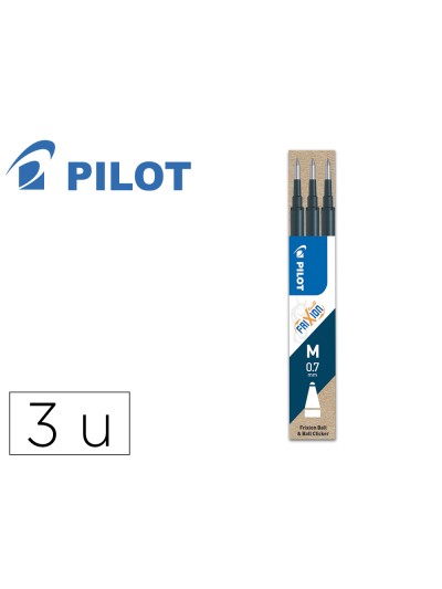 Recambio boligrafo pilot frixion ball negro caja de 3 unidades