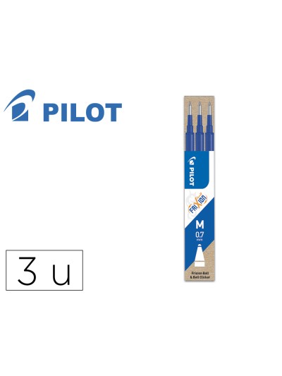 Recambio boligrafo pilot frixion ball azul caja de 3 unidades