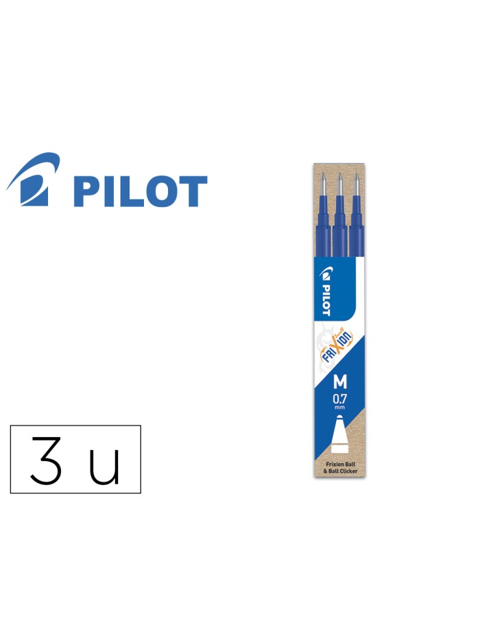 Recambio boligrafo pilot frixion ball azul caja de 3 unidades Recambio boligrafo pilot frixion ball azul caja de 3 unidades