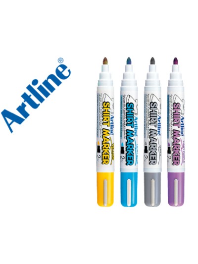Rotulador artline camiseta ekt-2 amarillo gris celeste y violeta punta redonda 2 mm usoen camiseta caja de 4 unidades