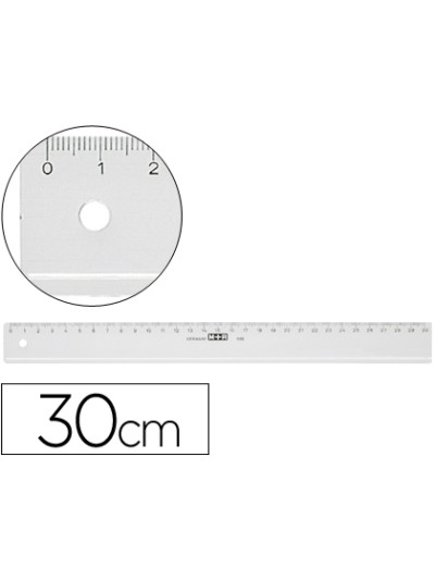 Regla m+r 30 cm plastico transparente