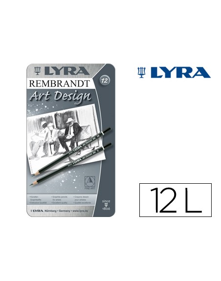 Lapices de grafito lyra rembrand art design caja de 12 graduaciones 6b-5b-4b-3b 2b-b-hb-f-h-2h-3h-4h