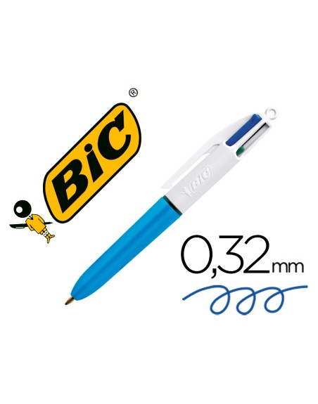 Boligrafo bic cuatro colores mini punta media 1mm