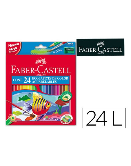 Lapices de colores faber castell acuarelables caja de 24 unidades colores surtidos