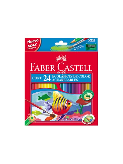 Lapices de colores faber castell acuarelables caja de 24 unidades colores surtidos