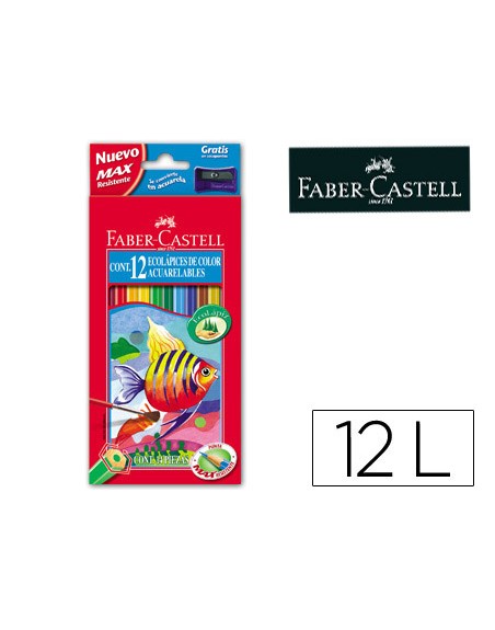 Lapices de colores faber castell acuarelables caja de 12 unidades colores surtidos