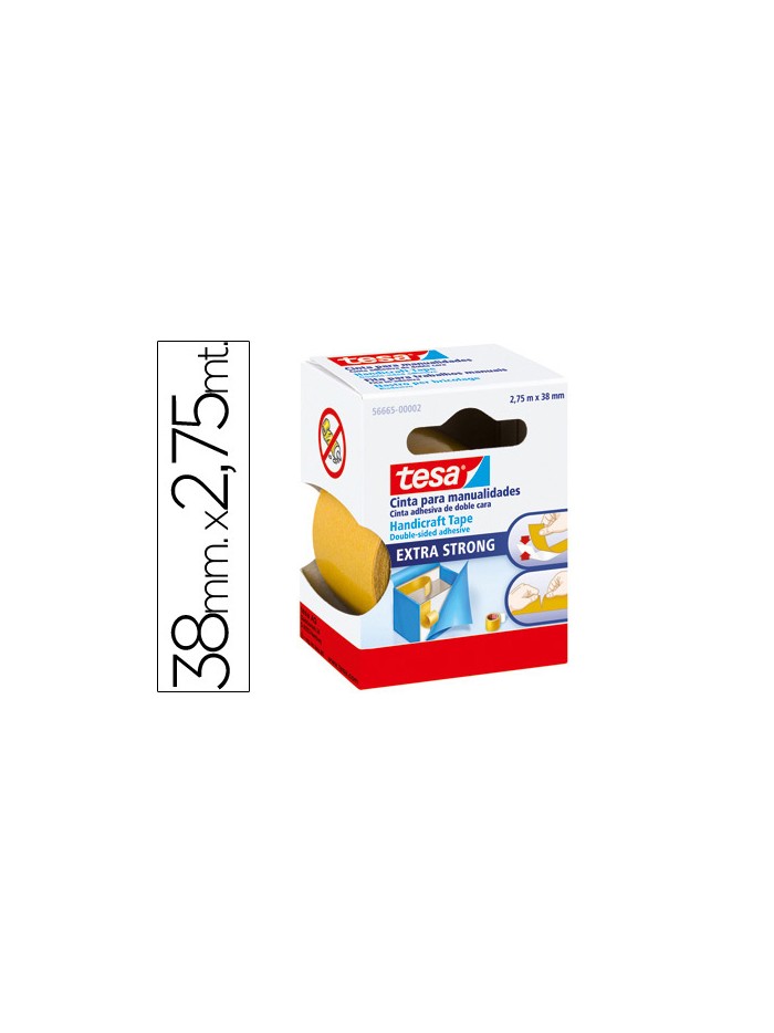 Cinta doble cara tesa film manualidades 2,75 mt x 38 mm Cinta doble cara tesa film manualidades 2,75 mt x 38 mm