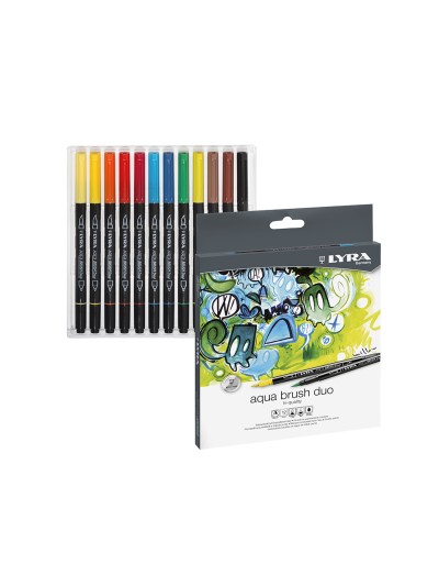 Rotulador lyra aqua brush duo caja de 12 colores