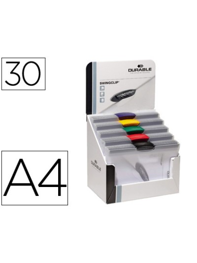 Carpeta swingclip dossier pinza lateral y giratoria din a4 capacidad 30 hojas colores surtidos