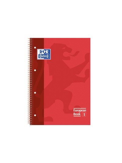 Bloc espiral oxford tapa extradura microperforado din a4 80 hojas cuadros 5mm color rojo