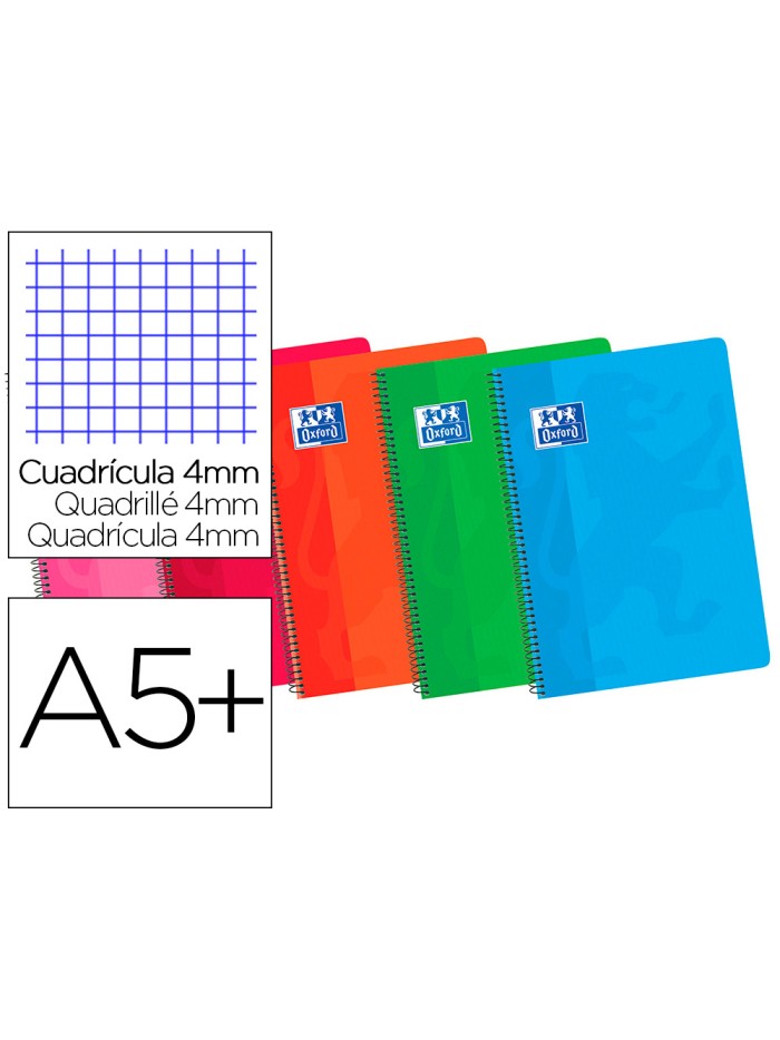Bloc espiral oxford cartoncillo cuarto 80 hojas cuadros 4 mm Bloc espiral oxford cartoncillo cuarto 80 hojas cuadros 4 mm
