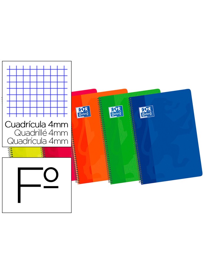 Bloc espiral oxford cartoncillo folio 80 hojas cuadros 4 mm Bloc espiral oxford cartoncillo folio 80 hojas cuadros 4 mm
