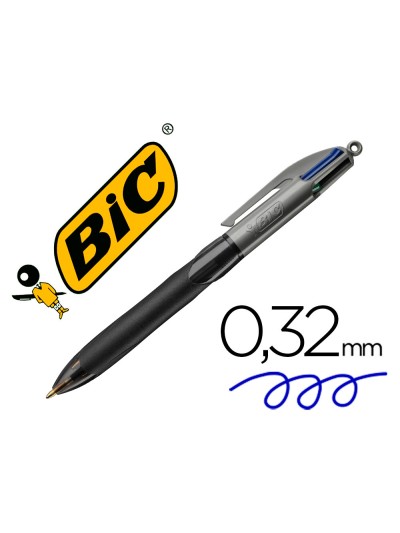 Boligrafo bic cuatro colores con grip colore negro punta 1,3 mm