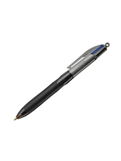 Boligrafo bic cuatro colores con grip colore negro punta 1,3 mm