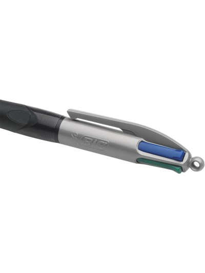 Boligrafo bic cuatro colores con grip colore negro punta 1,3 mm