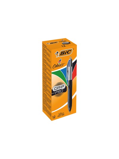 Boligrafo bic cuatro colores con grip colore negro punta 1,3 mm