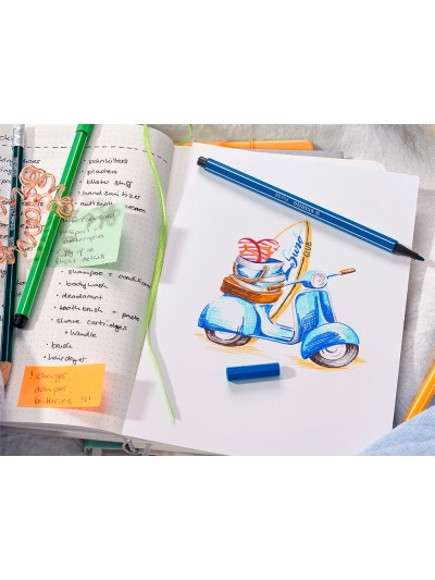 Rotulador stabilo acuarelable pen 68 azul celeste punta gruesa 1mm