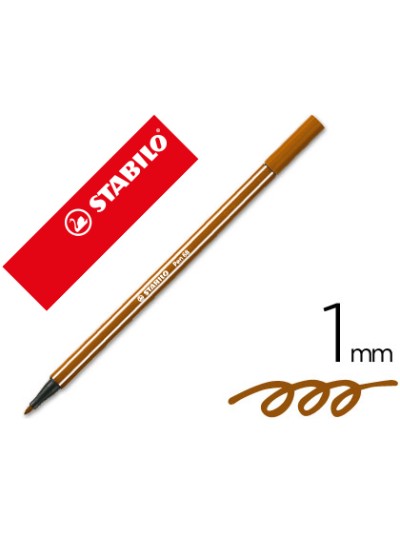 Rotulador stabilo acuarelable pen 68 marron punta gruesa 1mm